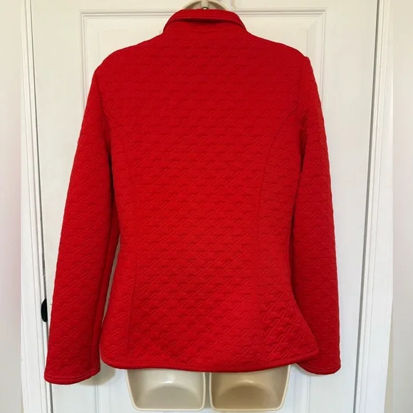 Anne Klein Red Quilted Moto Jacket Zip Front Size M - Picture 3 of 10